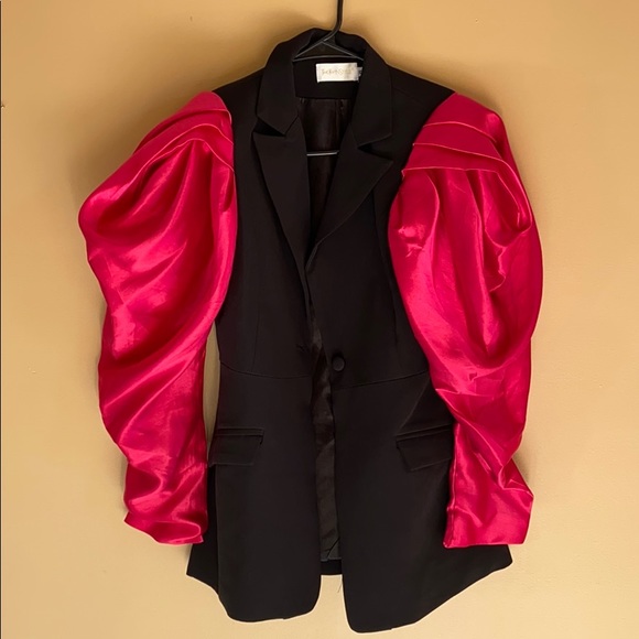 Jackets & Blazers - Black Blazer with Pink puff sleeves